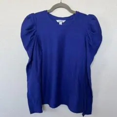 ナインウエスト カットソー パフスリーブ 無地 M 青 ポリエステル レラティブ