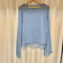 シースルー長袖トップス&キャミソール　セット　ブルーのサムネイル