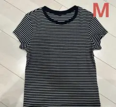 GU 黒と白のストライプ Mサイズ 半袖Tシャツ