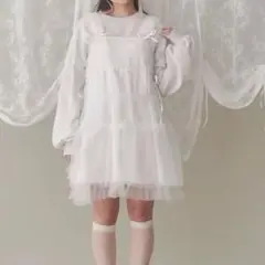 merryJennii チュールコルセットミニワンピース ホワイト