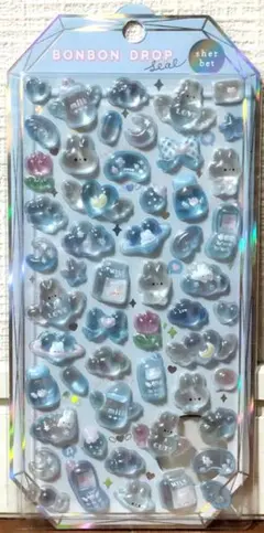 正規品 ボンボンドロップシール うさぎ 水色 平成レトロ BONBON 匿名発送