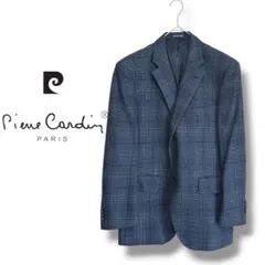 良品✨ ピエールカルダン　テーラードジャケット　チェック　総柄　総裏　シルク混