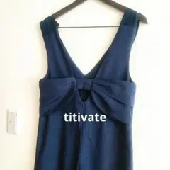 titivate Vネックオールインワン サロペット ネイビー Sのサムネイル