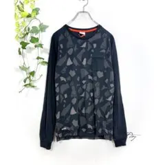 PUMAプーマ 長袖Tシャツ ロンT 総柄 胸ポケット メンズ M 黒 ブラック