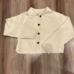 ティティベイトステンカラークロップドニットトップス