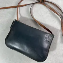 希少✨ロエベ ゲート ダブルジップポーチ 近年モデル レザー アナグラム