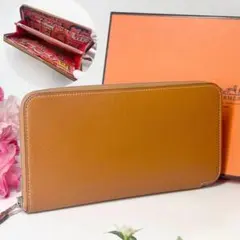 HERMES エルメス アザップ アリゲーター ラウンドファスナー ブラウン