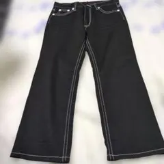 Browdwin ブラックデニム ワイドレッグパンツ