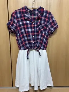 HUDSON 半袖 ワンピース 赤・青・白チェックのサムネイル