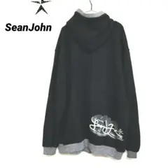 超希少！XXL 【SeanJohn 】裏起毛 ジップアップパーカー ロゴ　リブ