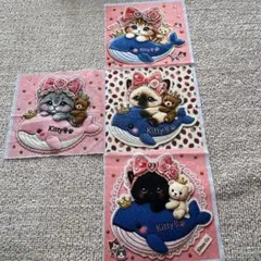 ハンドメイド パネル生地 猫 5枚セット 手芸素材 ワンセット限り