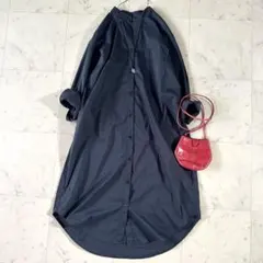 美品 スピックアンドスパン ウール バンドカラーロング シャツ