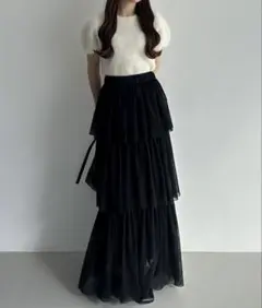 チュールティアードスカート