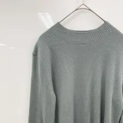 【GU】ジーユー　リブハイネックセーター　長袖　グリーン　L