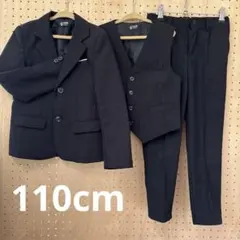 110cm スーツ3点セット 黒 ブラック ポケットチーフ
