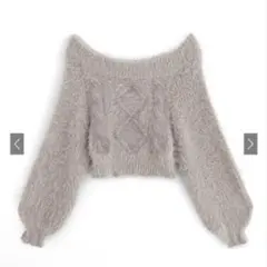 オフショルダーフェザーニットトップス