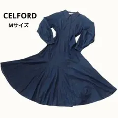 CELFORD セルフォード デニムスカラップカラー シャツワンピース 濃紺 M