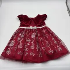ベビー ドレス ボルドー ベロア チュール　クリスマス
