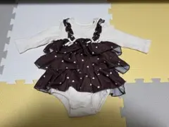ハート柄フリルロンパース