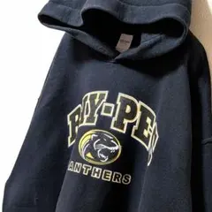 ギルダン レイモアペキュリアーパンサーズ ロゴ パーカーブラック黒L古着