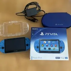 f*o様 PS Vita Aqua Blue 本体 箱付き 充電器付き メモリ付
