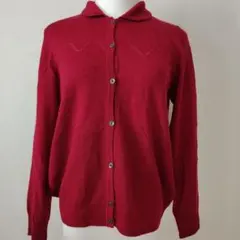 SIMPLE LIFE ダークレッド襟付きカーディガン Mサイズ#33のサムネイル