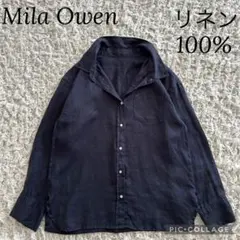 Mila Owen ミラオーウェン リネン100% シャツ ブラウス ネイビー