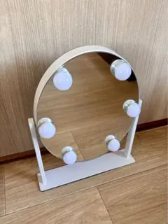 Francfranc 円形タッチ式ミラー 3灯付き ハリウッドミラー