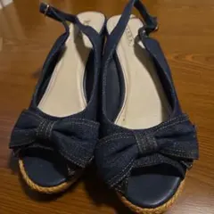 RANDA デニムリボンエスパドリーユサンダル