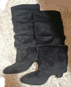 【新品未使用】ニーハイブーツ23.5 黒【プラスサイズ】