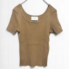 2750【イエナ】半袖リブニットカットソー メロウ 綿100 キャメル Ｆ 上品のサムネイル