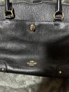 COACH ブラック レザー ショルダーバッグ