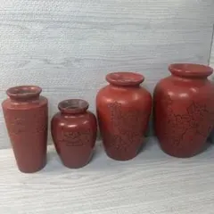 赤い漆器の花彫刻盆 伝統工芸品 アンティーク コレクション - メルカリ