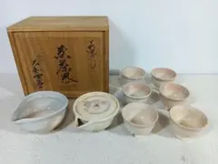 萩焼 煎茶器揃 宝瓶 湯冷まし 湯呑6客 木箱入 - メルカリ