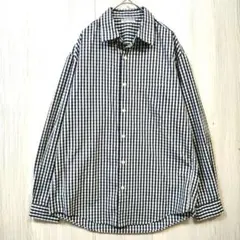 GU ジーユー ギンガムチェックシャツ 紺×白 S メンズ 美品 長袖 トップス
