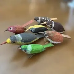 木製 小鳥の置物 7点セット♡ハンドメイドのサムネイル