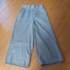 チェック柄 ガウチョパンツ ゴムウエスト