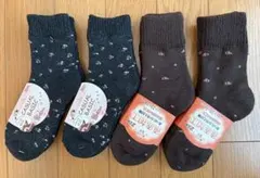 しまむら レディース 2足組 パイルソックス グレー ブラウン 花柄 8足セット