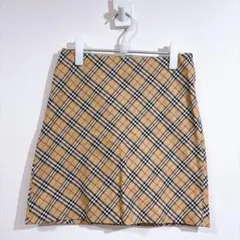 バーバリーブルーレーベル　ノバチェック　コットン　ミニスカート　台形　タイト