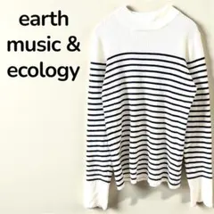 【アースミュージックアンドエコロジー】ゴールド釦スリーブリブプルオーバー　M