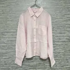 サニーレーベル リネンシャツ 麻100% ピンク 36 長袖 春夏 羽織り 新品のサムネイル