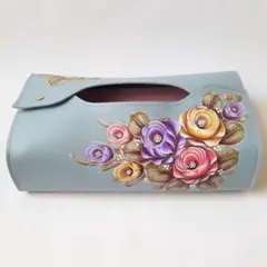 ティッシュボックスカバー　ティッシュボックスケース　トールペイントのサムネイル