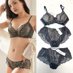 タグ付新品 tu-hacci ピオニーレースアップブラ＆ショーツ 3点セット