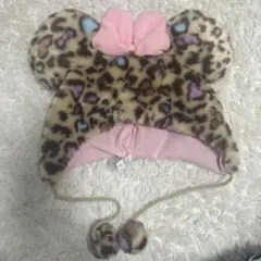 ミニーファンキャップ ヒョウ柄