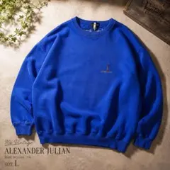 90s アレキサンダージュリアン スウェット L 日本製 綿100 青 刺繍ロゴのサムネイル