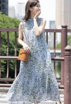 新品 Andemiu 水野佐彩コレクション印象美人キカフラワープリーツワンピース