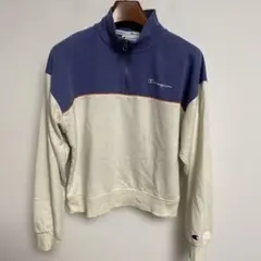Champion ハーフジップ スウェット バイカラー S