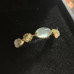 【1点在庫ご縁結び】天然マルチストーン ローマ風 S925銀 14KGP リング