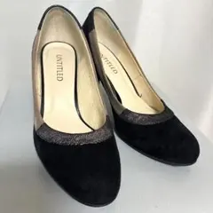 UNTITLED 黒スエード バイカラー ハイヒール 23.5cm