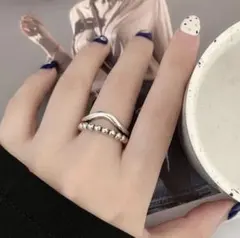 【新品】指輪 リング シルバー ウェーブ 波 ヴィンテージ アクセサリー